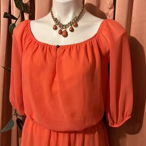 Coral Mid Lenght Dress
